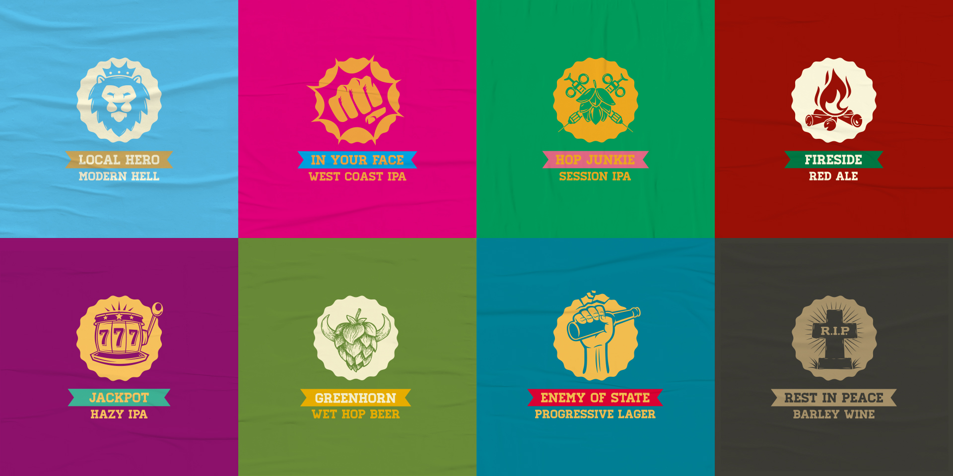 Die Logos der verschiedenen Biere der Crew Republic